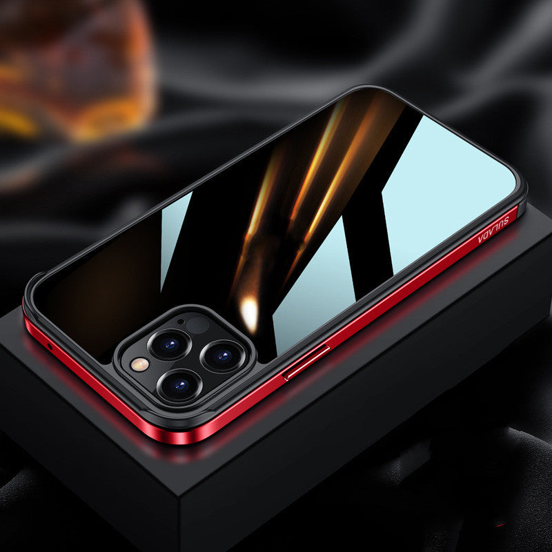 Metal Frame Phone Case Transparent Anti-Drop Nano Glass