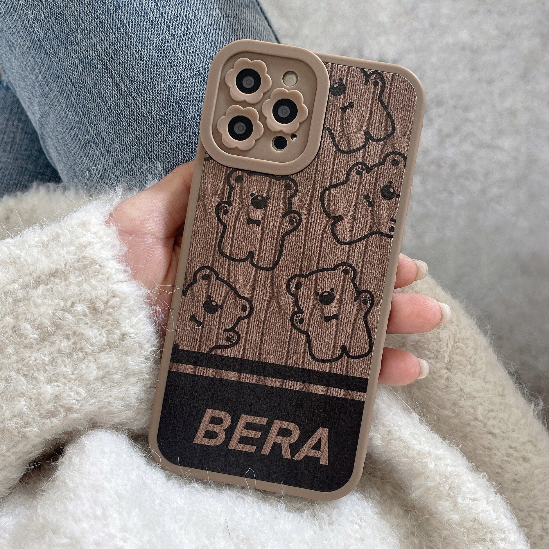 Ladies Fashion Applique Flower Lens Phone Case