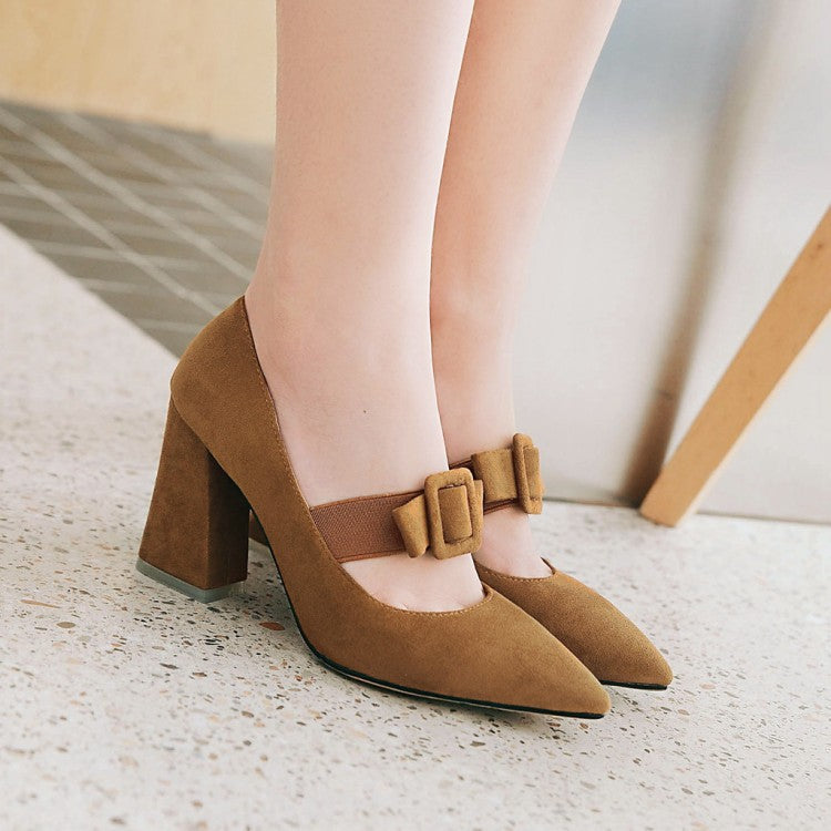 Chunky High Heel Pointed Toe Size Shoes