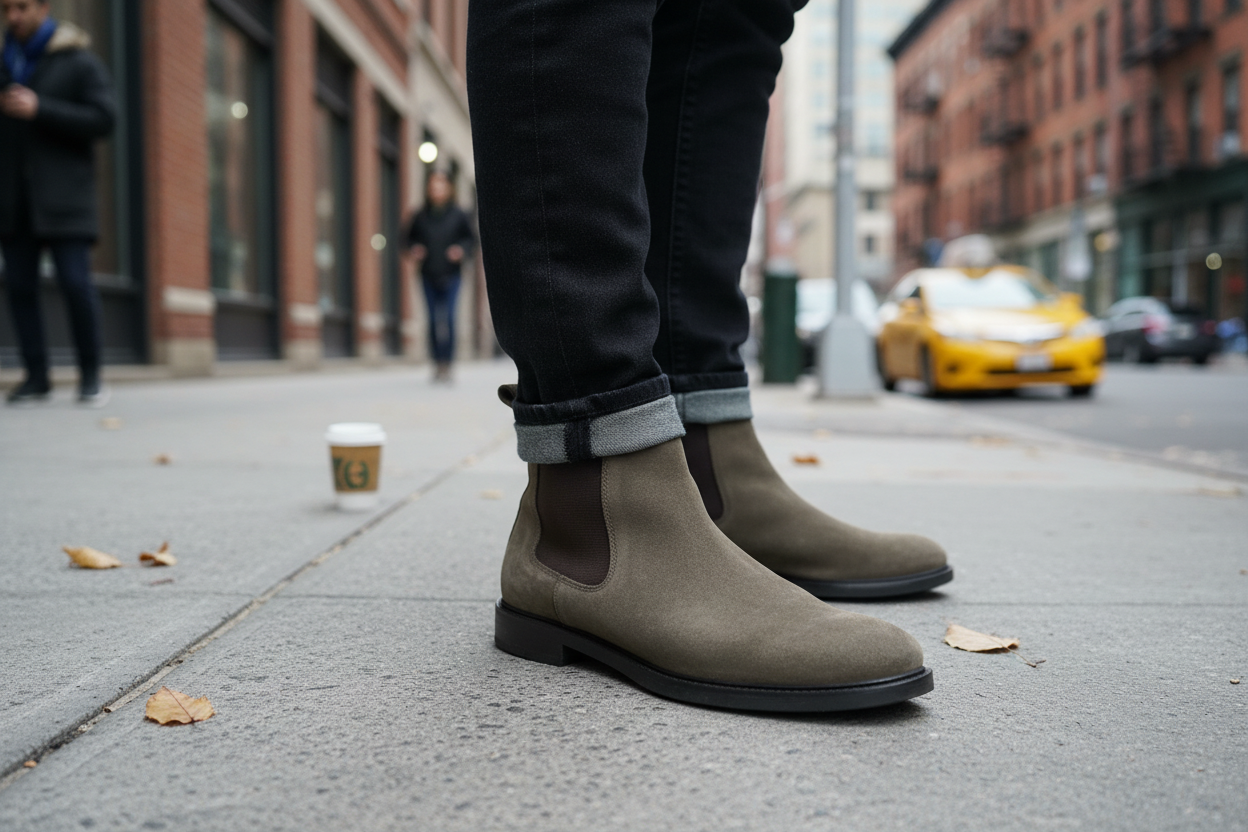 Zara Suede Chelsea Boots – Taupe