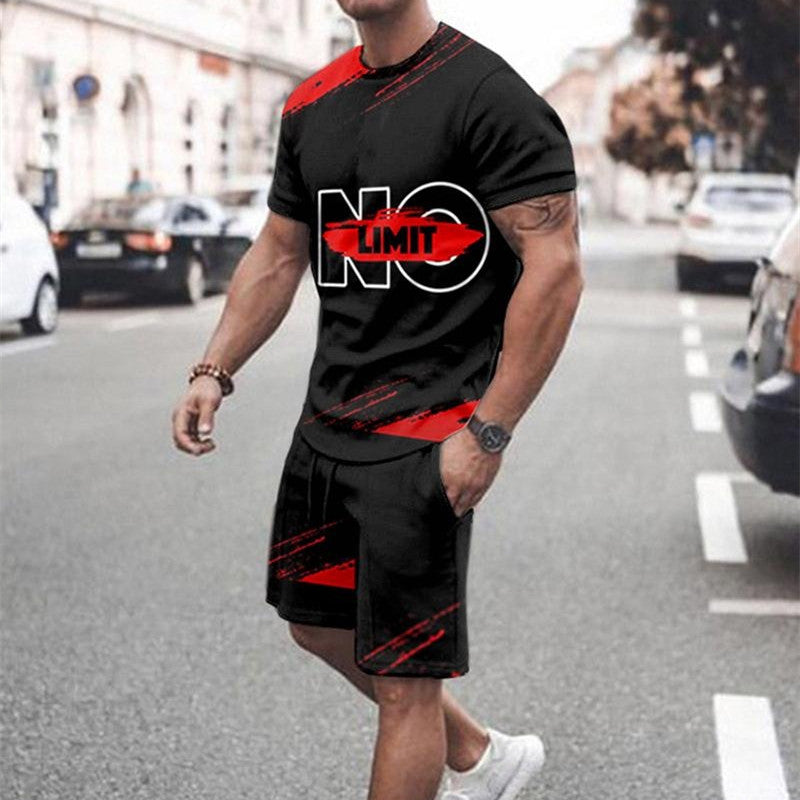 European And American Short-sleeved Shorts Sports Casual Men&