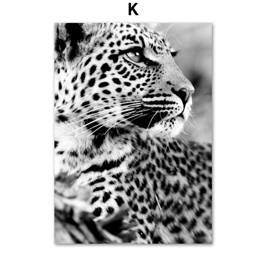 Giraffe Elephant Lion Pineapple Palm Tree Canvas Painting Wall