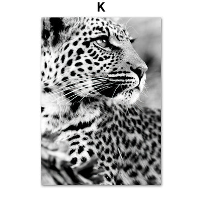 Giraffe Elephant Lion Pineapple Palm Tree Canvas Painting Wall