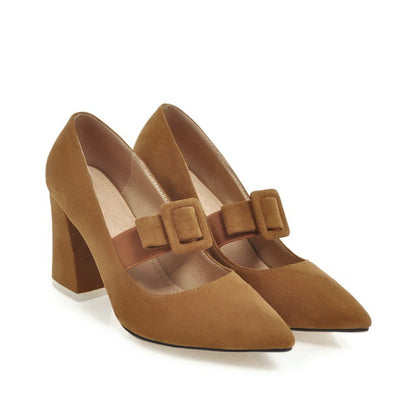 Chunky High Heel Pointed Toe  Size Shoes
