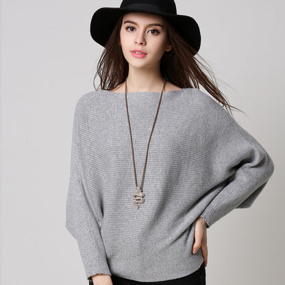 Women Solid Color Loose Long Sleeved Sweater
