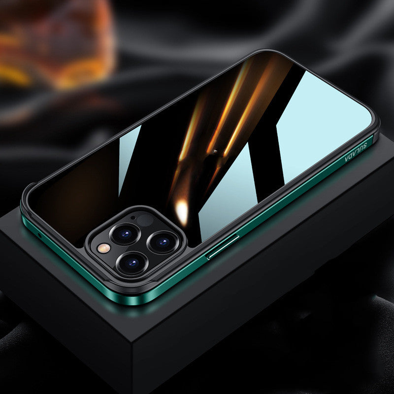 Metal Frame Phone Case Transparent Anti-Drop Nano Glass