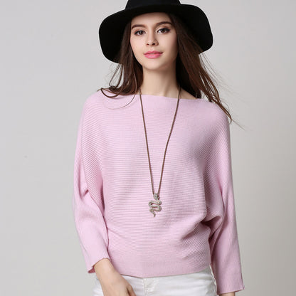 Women Solid Color Loose Long Sleeved Sweater