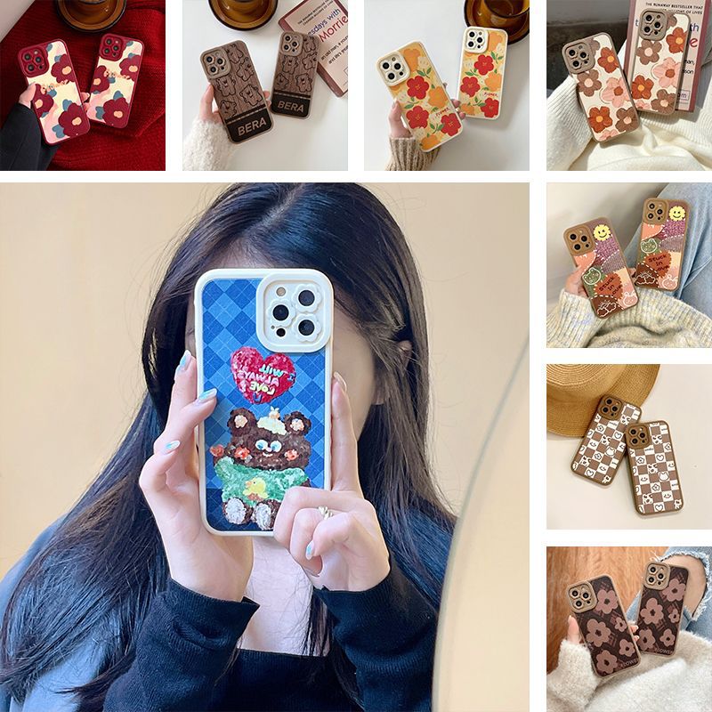 Ladies Fashion Applique Flower Lens Phone Case