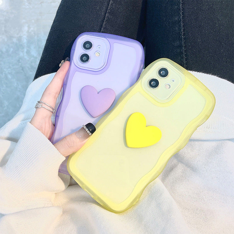 Mobile Phone Case Three-dimensional Love Wave Pattern Anti-fall Protective Cover
