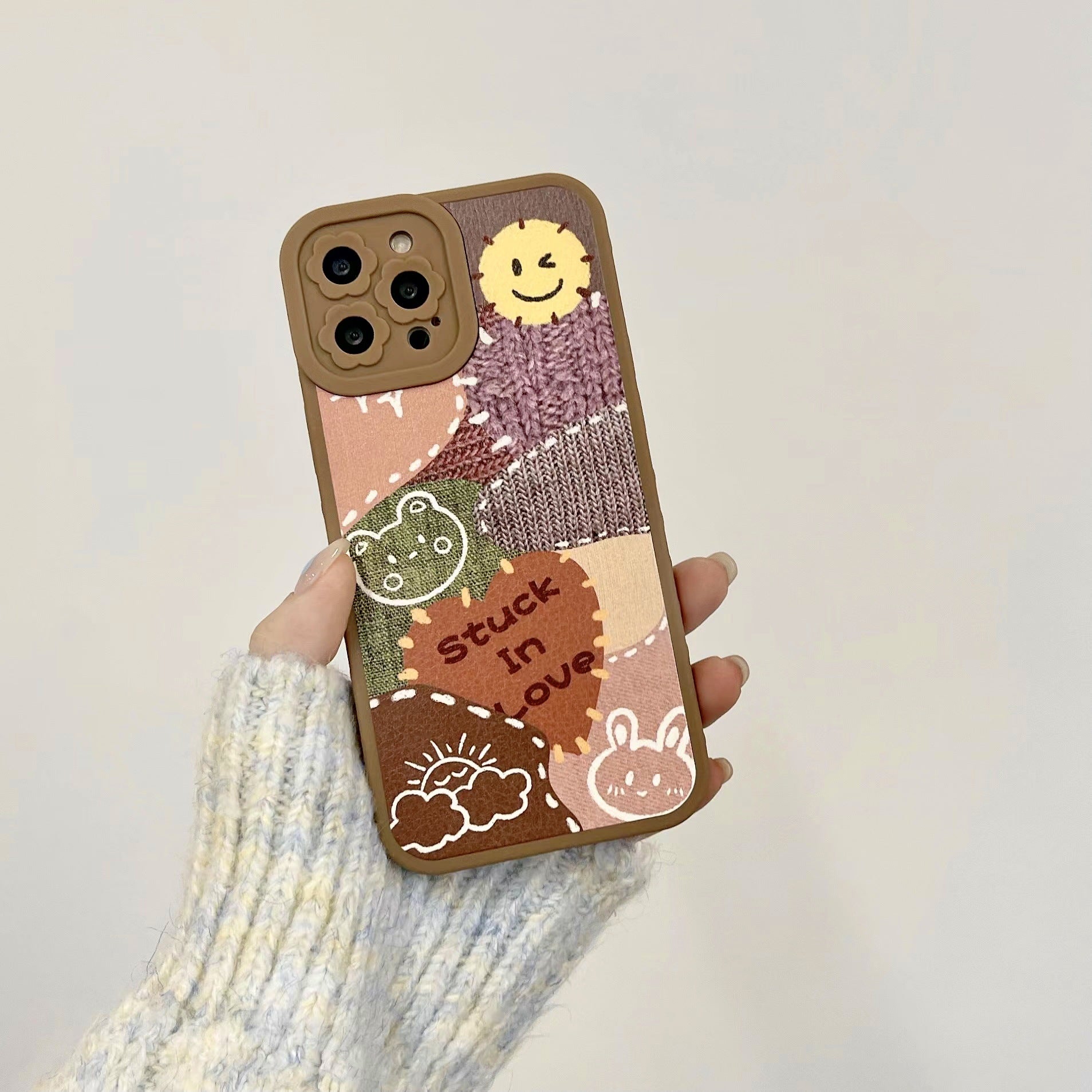 Ladies Fashion Applique Flower Lens Phone Case