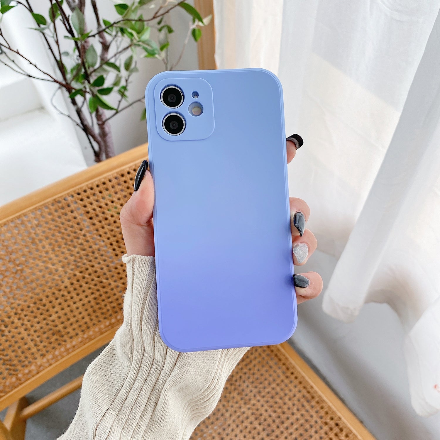 Same Color Gradient Simple Mobile Phone Case Shatterproof
