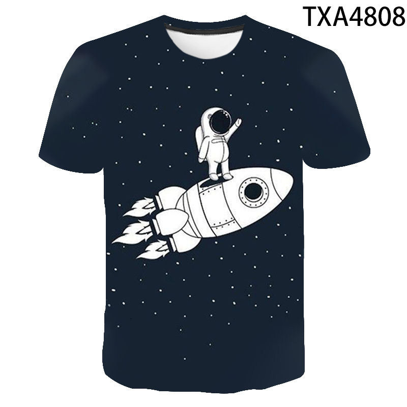 Summer Fashion Astronaut Starry Sky 3D Digital Print T-Shirt