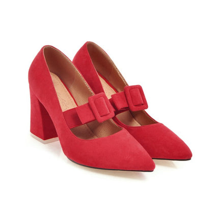 Chunky High Heel Pointed Toe  Size Shoes