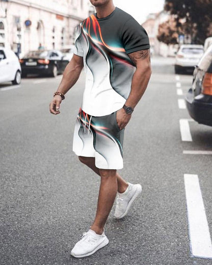 European And American Short-sleeved Shorts Sports Casual Men&