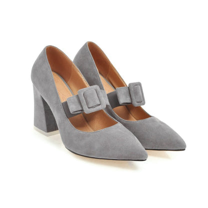 Chunky High Heel Pointed Toe  Size Shoes