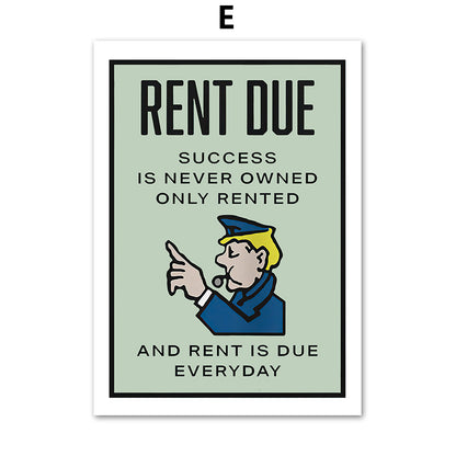 Stock Market Money Monopoly Inspirational Wall Art Canvas Painting Living Room Decor Wall Painting