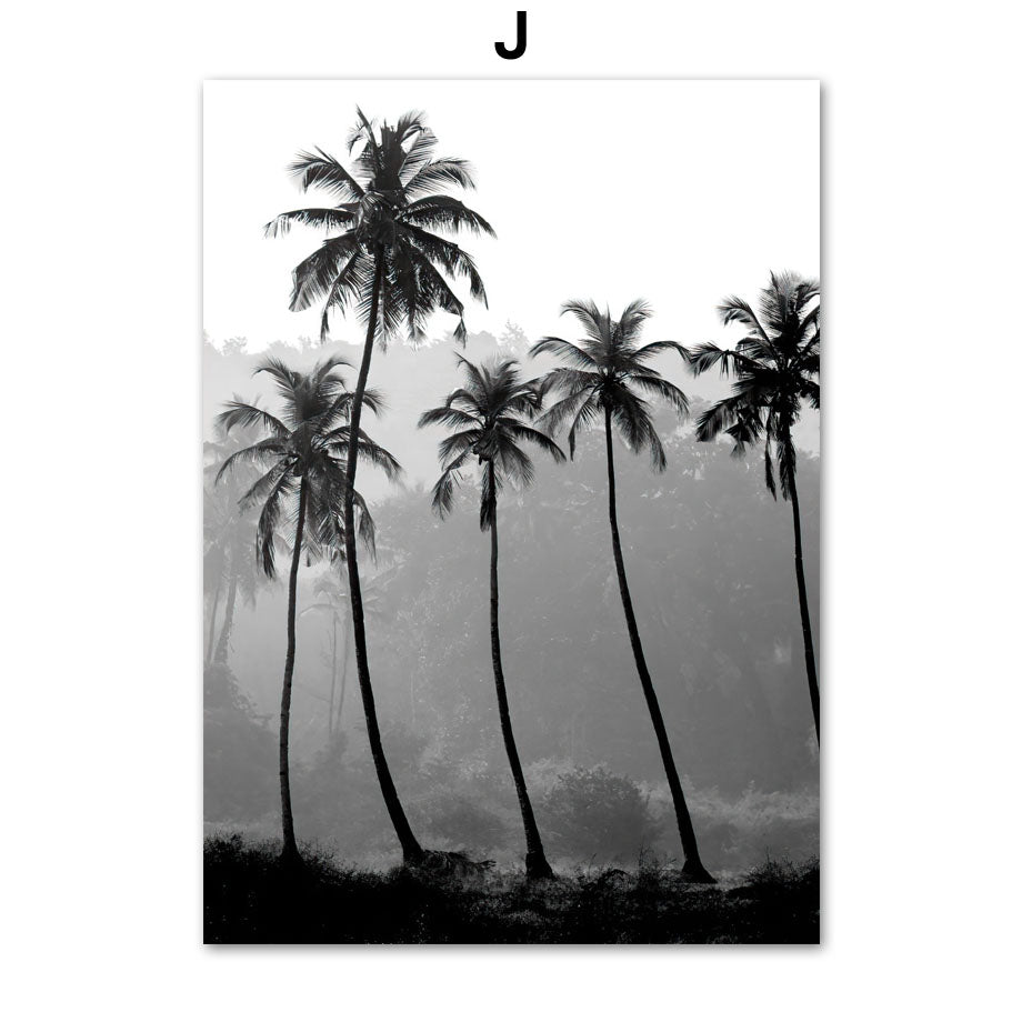 Giraffe Elephant Lion Pineapple Palm Tree Canvas Painting Wall