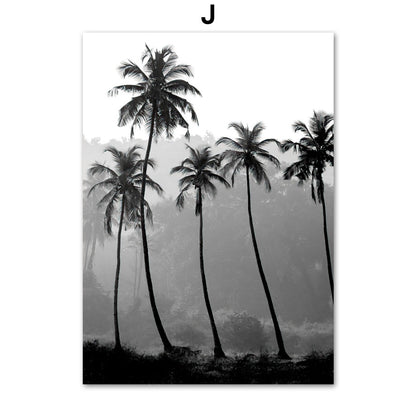 Giraffe Elephant Lion Pineapple Palm Tree Canvas Painting Wall