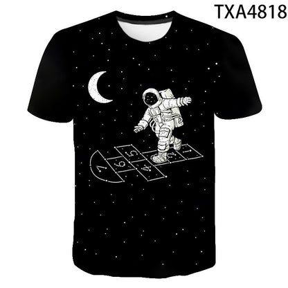 Summer Fashion Astronaut Starry Sky 3D Digital Print T-Shirt