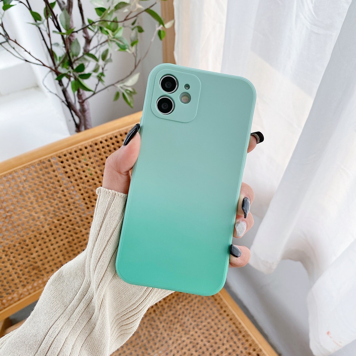Same Color Gradient Simple Mobile Phone Case Shatterproof