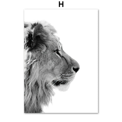 Giraffe Elephant Lion Pineapple Palm Tree Canvas Painting Wall