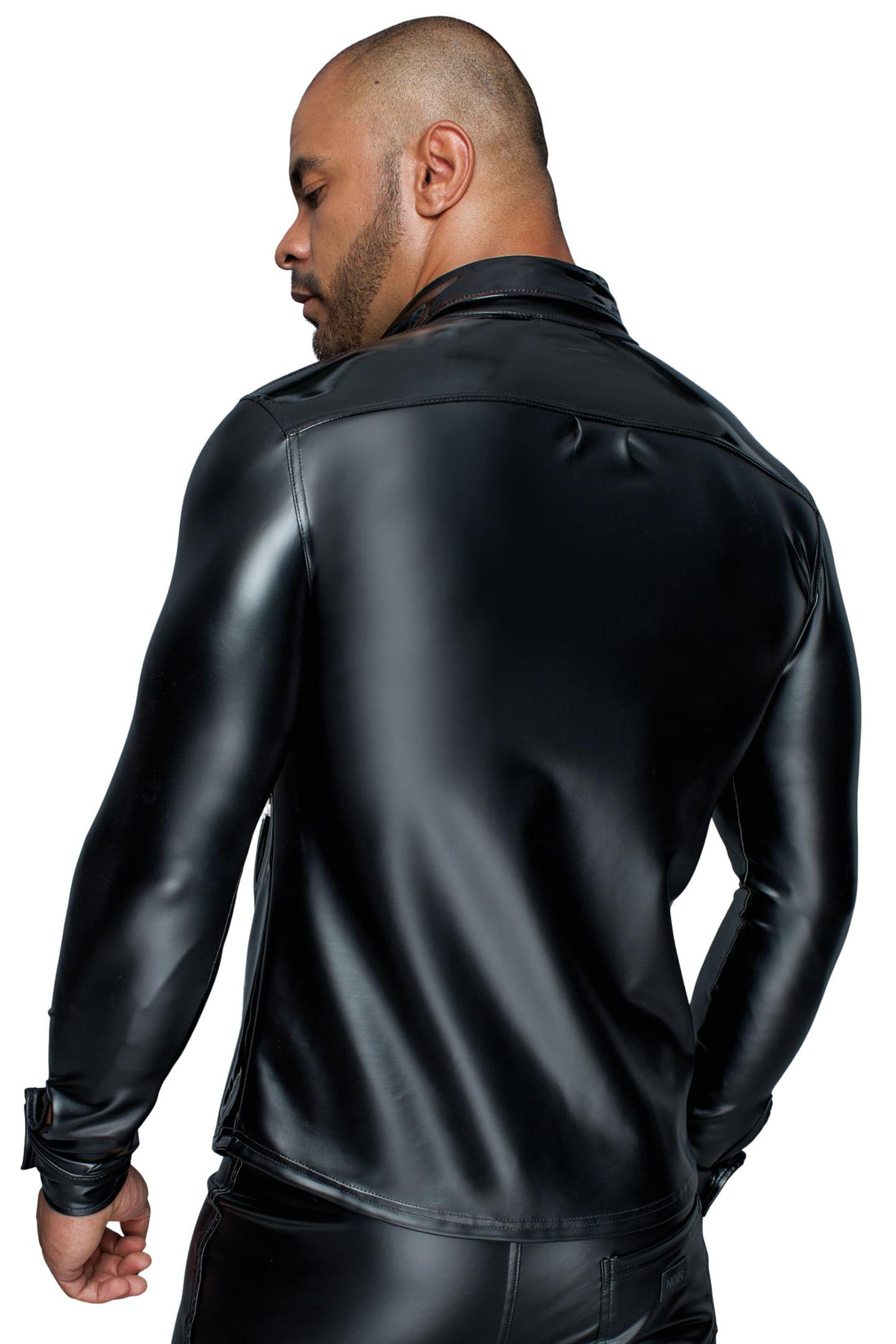 Long-sleeved Powerwetlook &amp; PVC shirt H064- 2XL