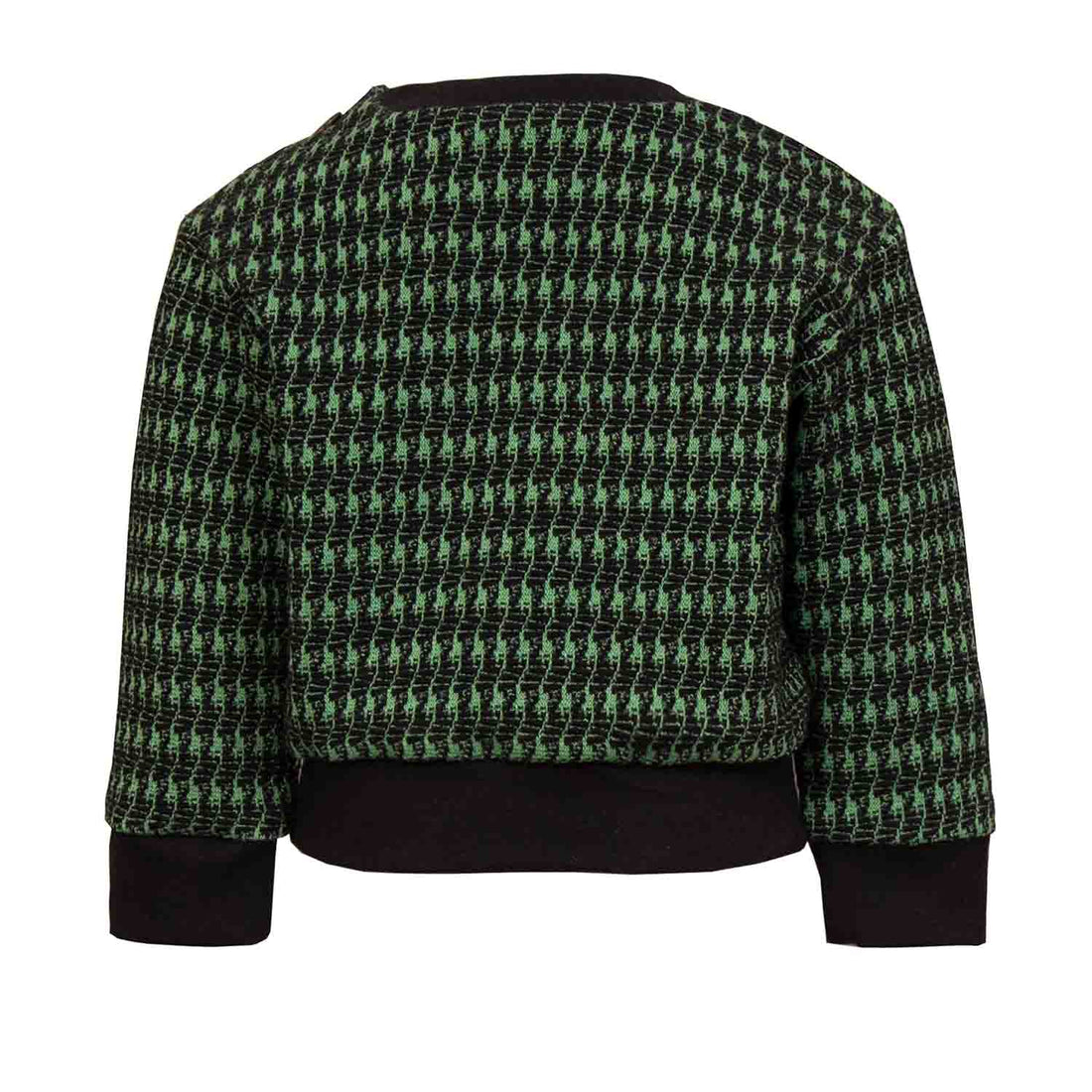 Black and green pied de poule Baby Sweatshirt with Dragon Appliqué