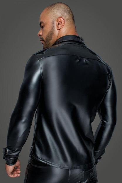 Long-sleeved Powerwetlook &amp; PVC shirt H064- 2XL