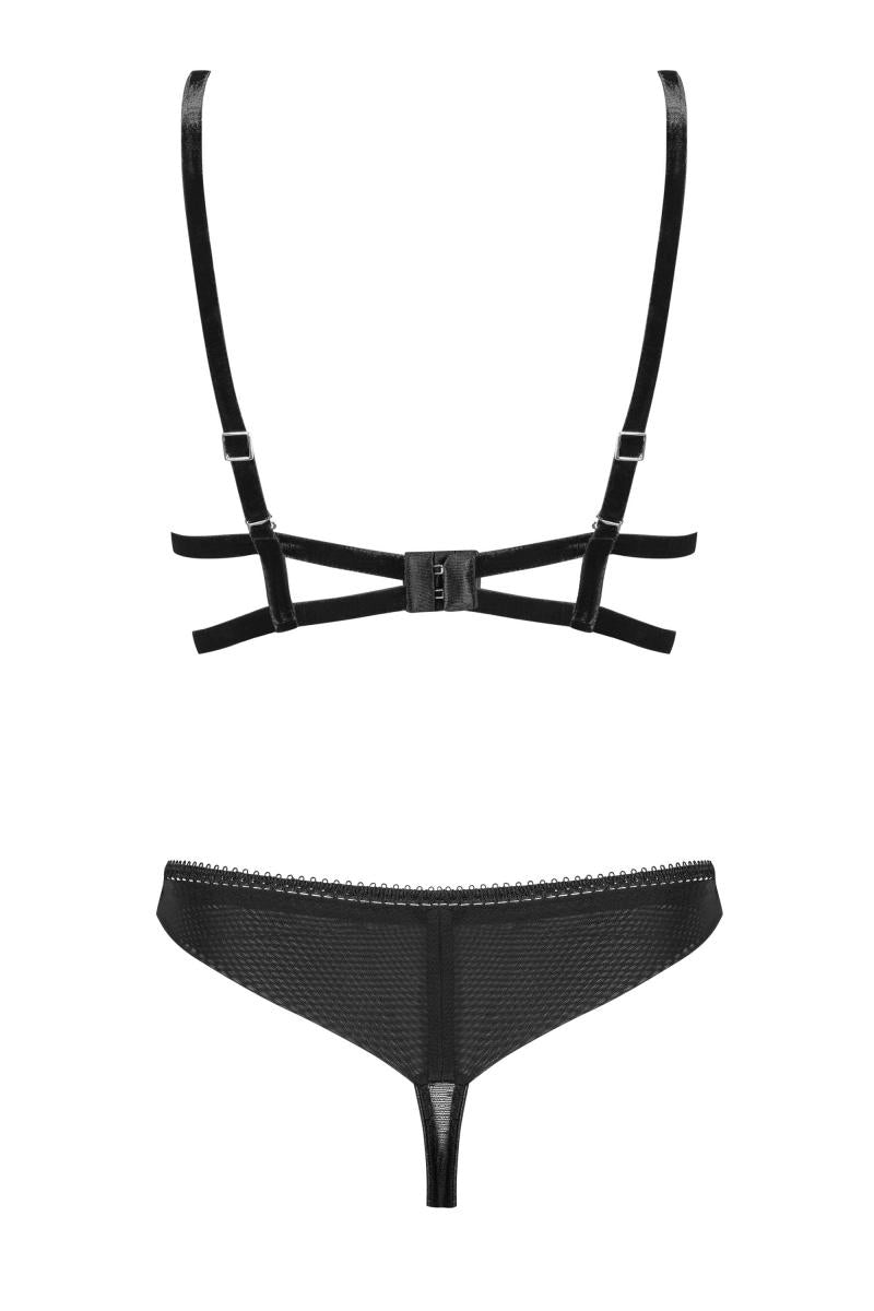 030418 Set out of plunge underwired bra and thong - XL (BH 75E/80D &amp; Panty 42)