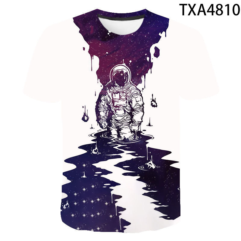 Summer Fashion Astronaut Starry Sky 3D Digital Print T-Shirt