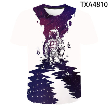 Summer Fashion Astronaut Starry Sky 3D Digital Print T-Shirt