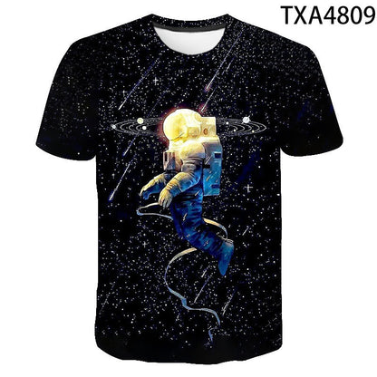 Summer Fashion Astronaut Starry Sky 3D Digital Print T-Shirt
