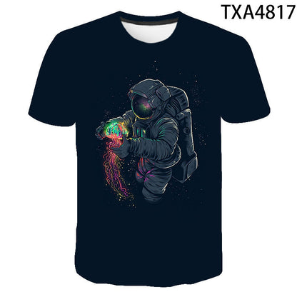 Summer Fashion Astronaut Starry Sky 3D Digital Print T-Shirt