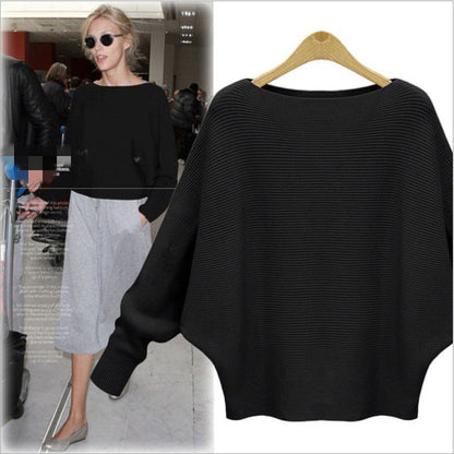 Women Solid Color Loose Long Sleeved Sweater