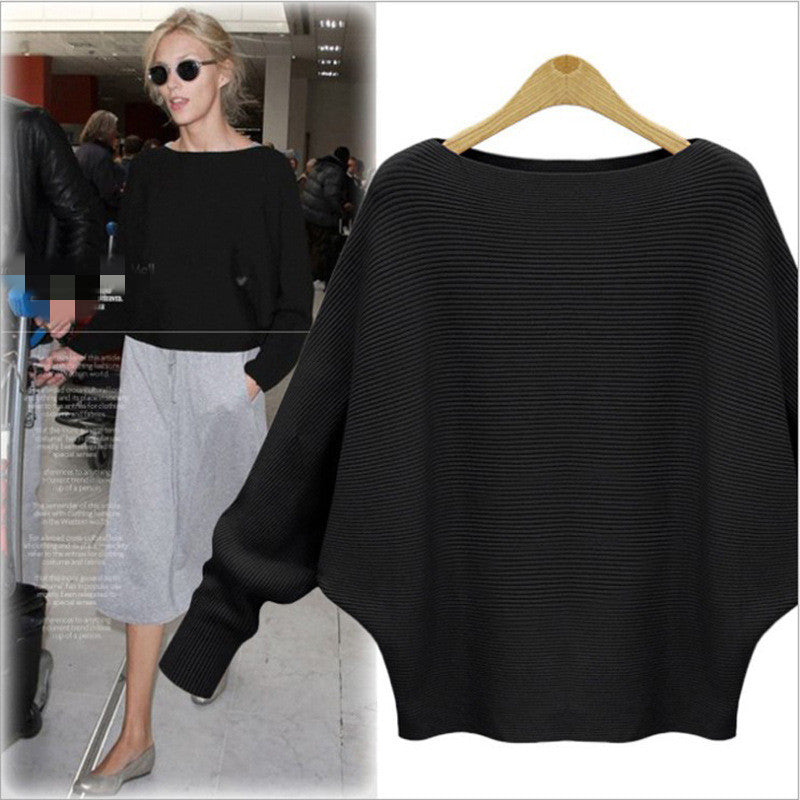 Women Solid Color Loose Long Sleeved Sweater