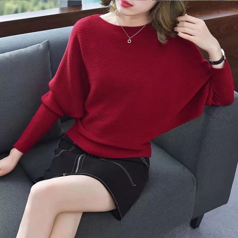 Women Solid Color Loose Long Sleeved Sweater