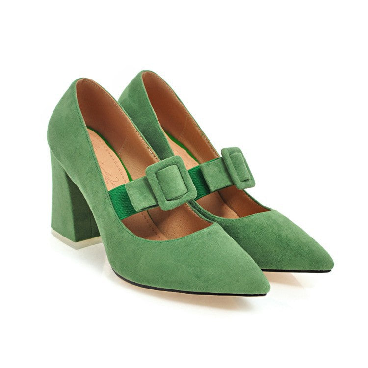 Chunky High Heel Pointed Toe  Size Shoes