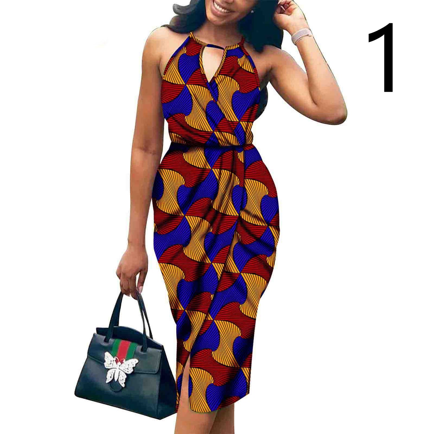 African Ethnic Printed Batik Cotton Fashion Dress