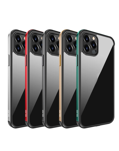 Metal Frame Phone Case Transparent Anti-Drop Nano Glass