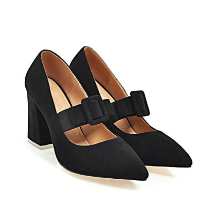 Chunky High Heel Pointed Toe  Size Shoes