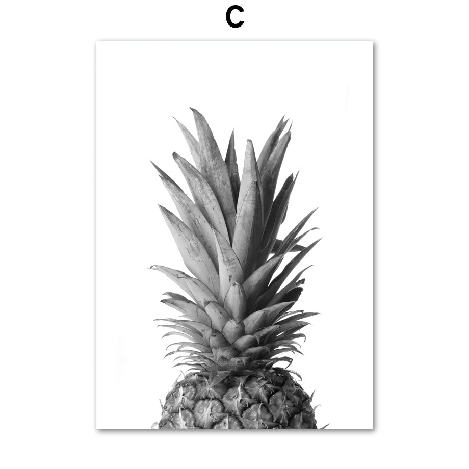 Giraffe Elephant Lion Pineapple Palm Tree Canvas Painting Wall
