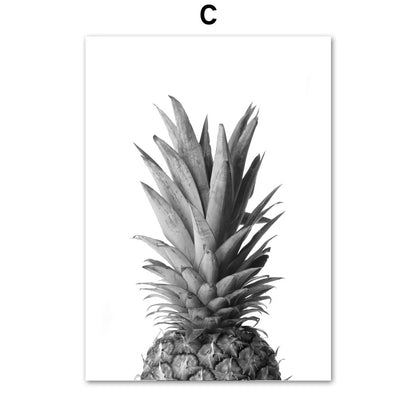 Giraffe Elephant Lion Pineapple Palm Tree Canvas Painting Wall