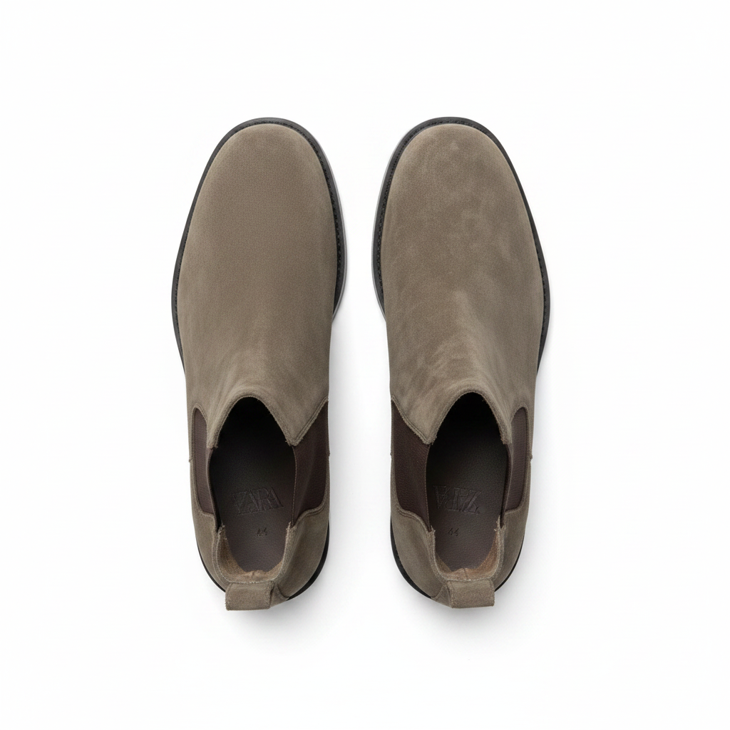 Zara Suede Chelsea Boots – Taupe