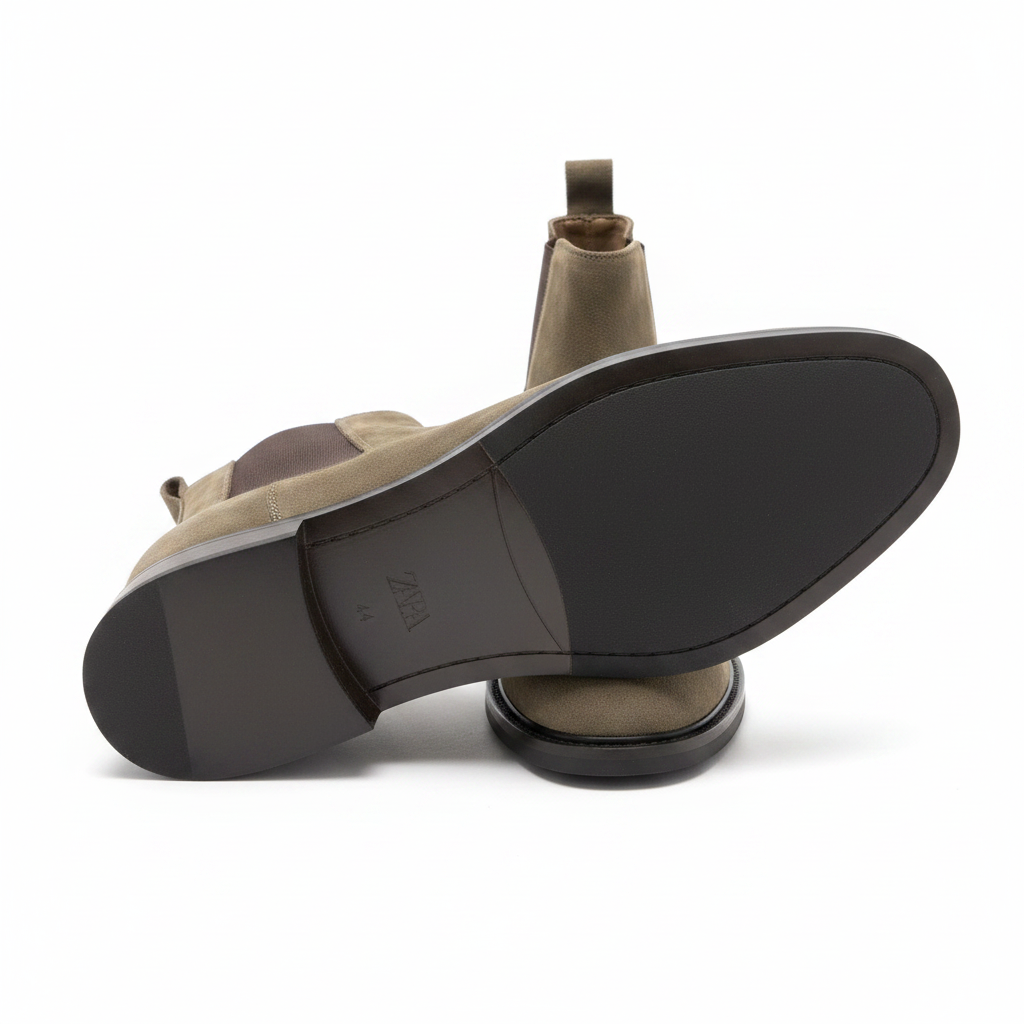 Zara Suede Chelsea Boots – Taupe