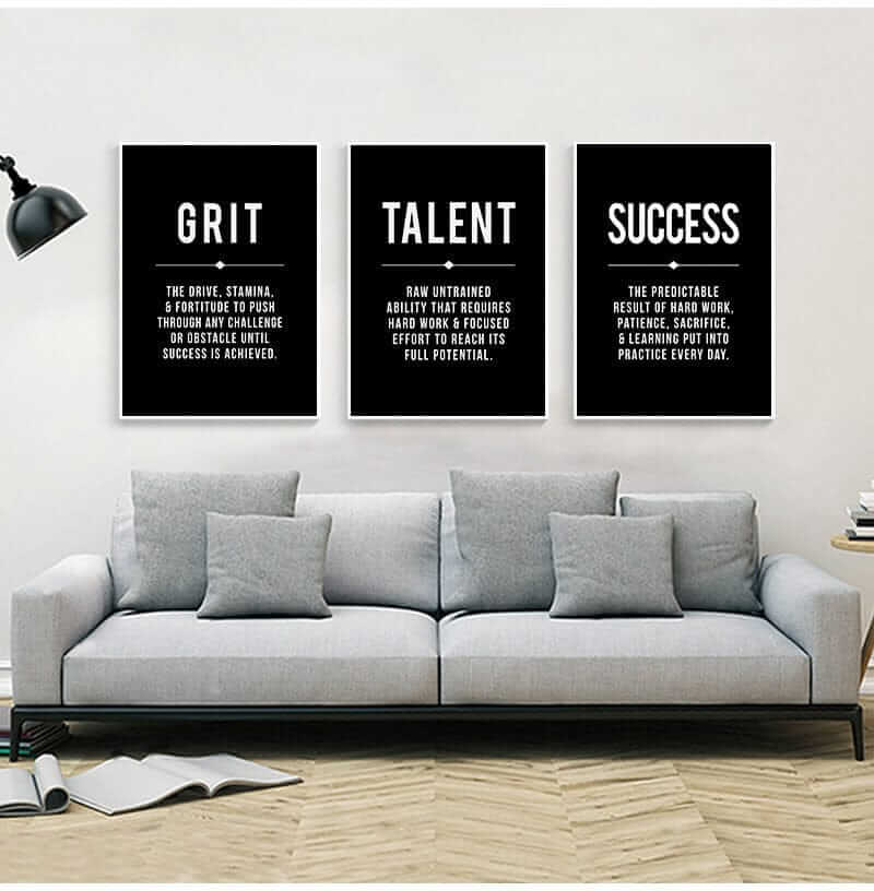 Motivations Poster Erfolg Schwarz Weiß - Sprüche Deko